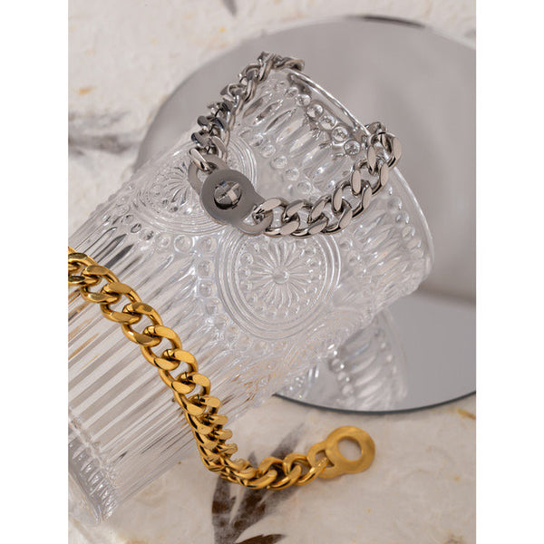 Curb Chain Turn Clasp Chunky Bracelet