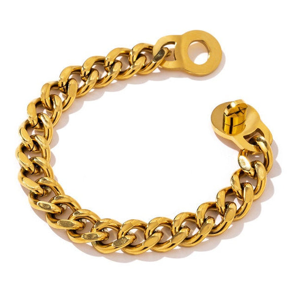 Curb Chain Turn Clasp Chunky Bracelet