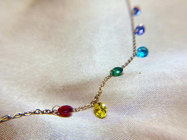 Rainbow Crystals Charms Necklace