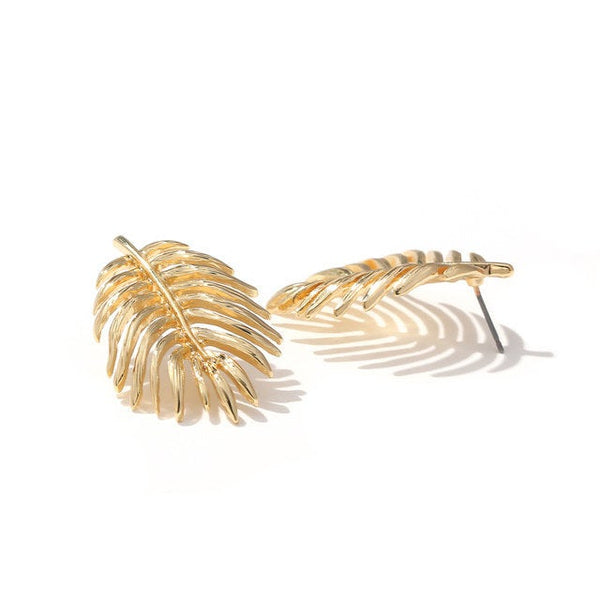 Palm Leaf Statement Stud Earrings
