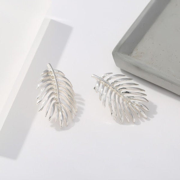 Palm Leaf Statement Stud Earrings