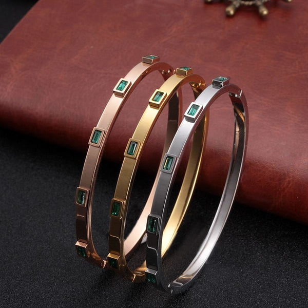 Crystal Rectangle Bangle Bracelet