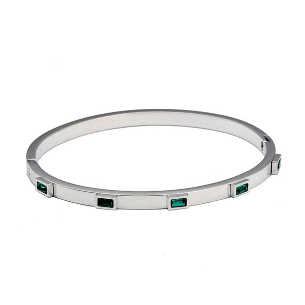 Crystal Rectangle Bangle Bracelet