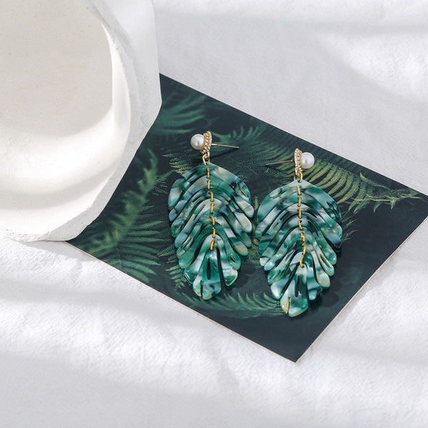 Palm Leaf Dangle Earrings