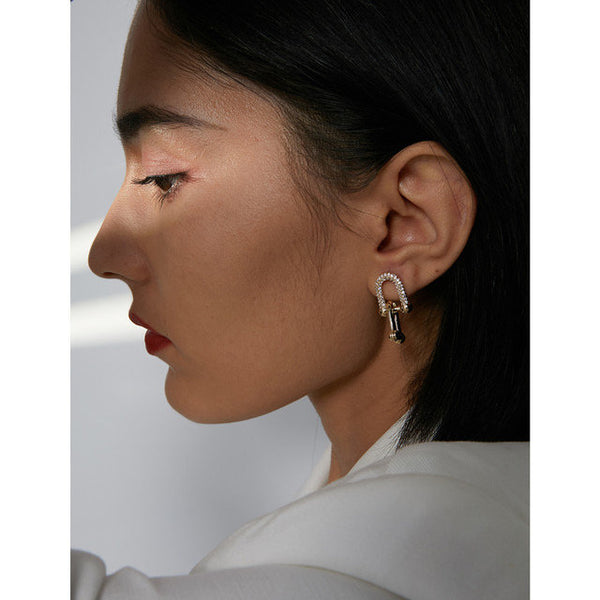 Crystal U Link Chain Earrings