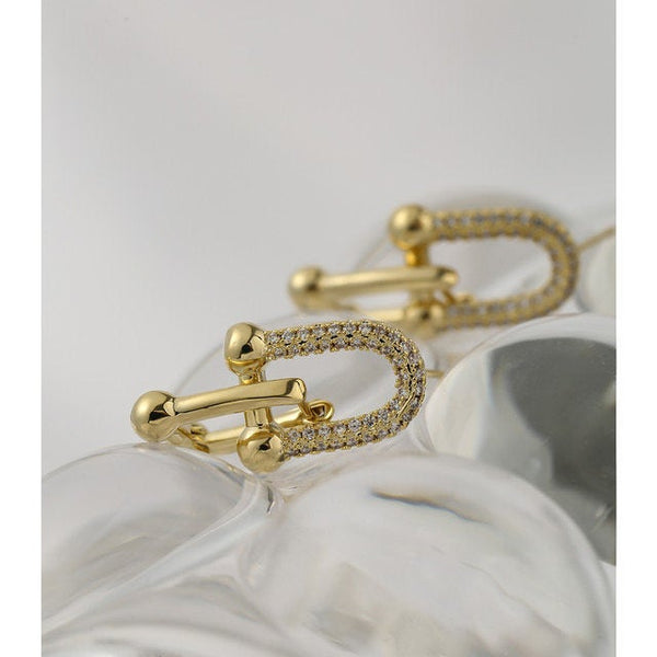 Crystal U Link Chain Earrings