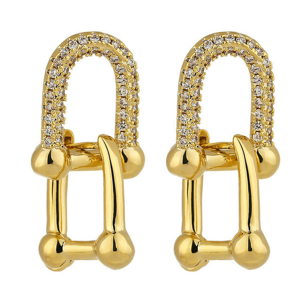 Crystal U Link Chain Earrings
