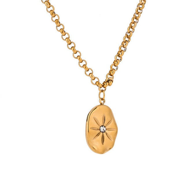 Textured North Star Pendant Necklace