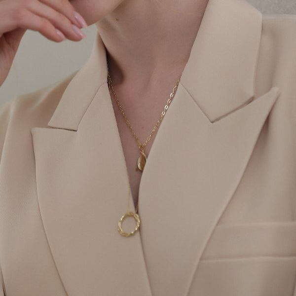 Ring and Teardrop Delicate Layered Necklace