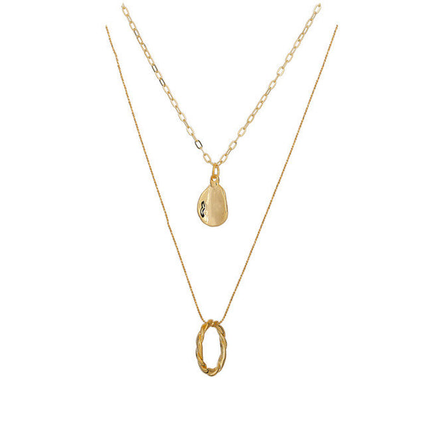 Ring and Teardrop Delicate Layered Necklace