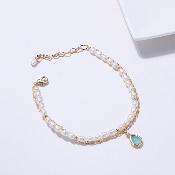 Layered Jade Pearl Bracelet
