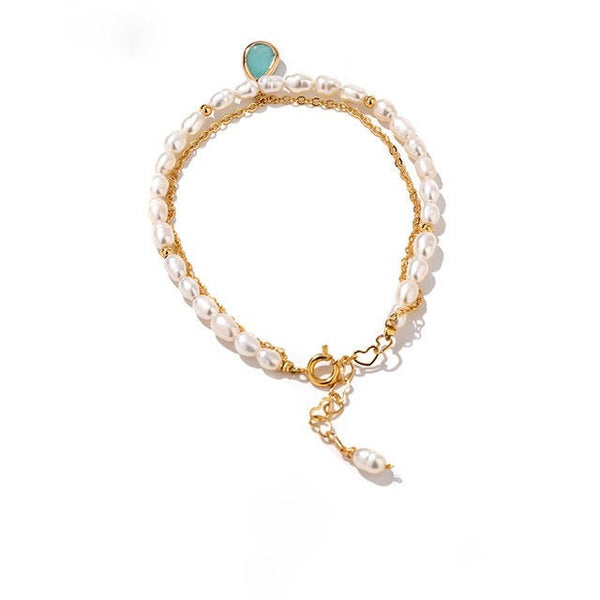 Layered Jade Pearl Bracelet