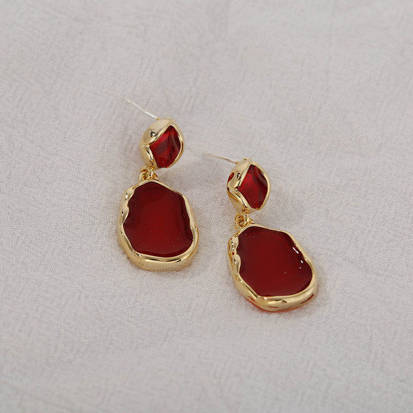 Gold Wrapped Acrylic Teardrop Dangle Earrings