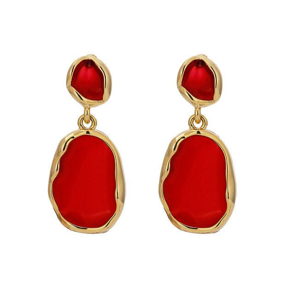 Gold Wrapped Acrylic Teardrop Dangle Earrings