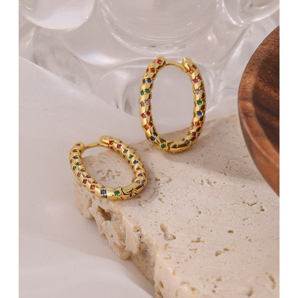 Oval Colorful Twisted Hoops