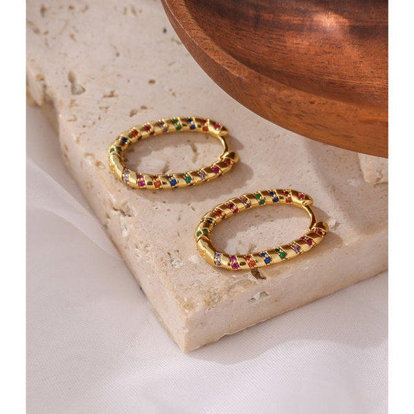 Oval Colorful Twisted Hoops