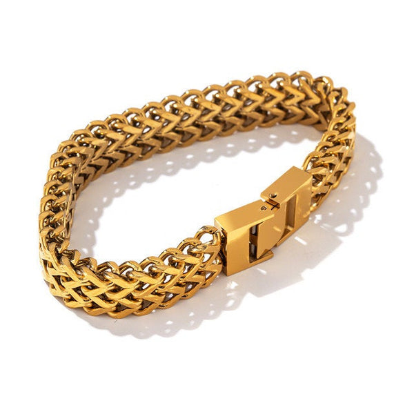 Chunky Braid Link Chain Clasp Bracelet