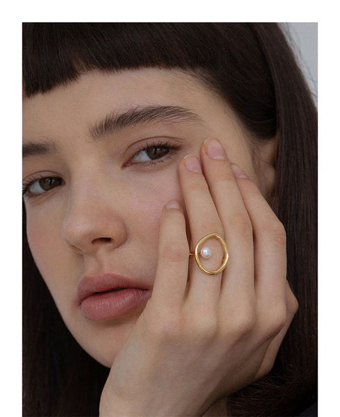 Oval Pearl Statement Ring