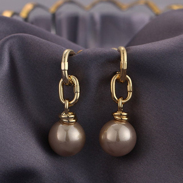 Link Chain Pearl Earrings