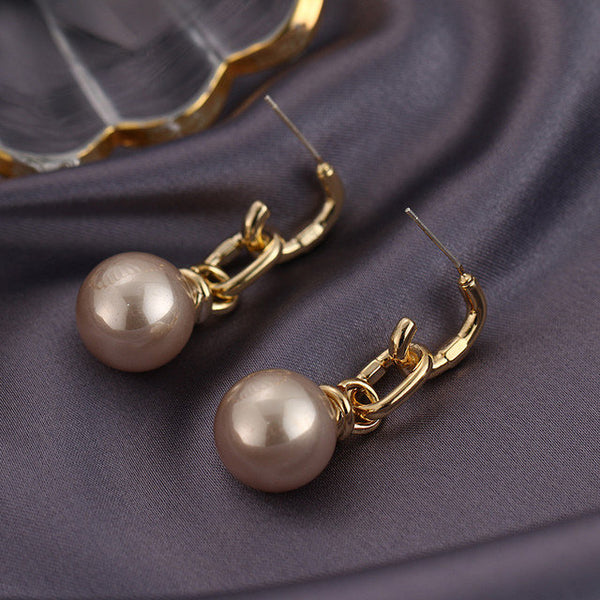 Link Chain Pearl Earrings