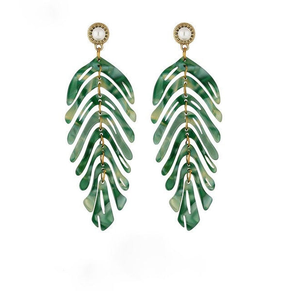 Palm Leaf Dangle Earrings