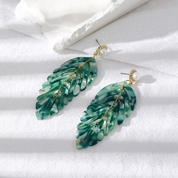 Palm Leaf Dangle Earrings