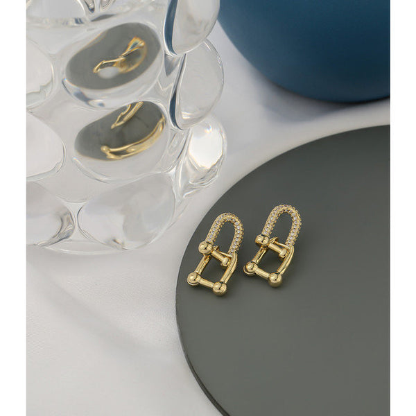 Crystal U Link Chain Earrings
