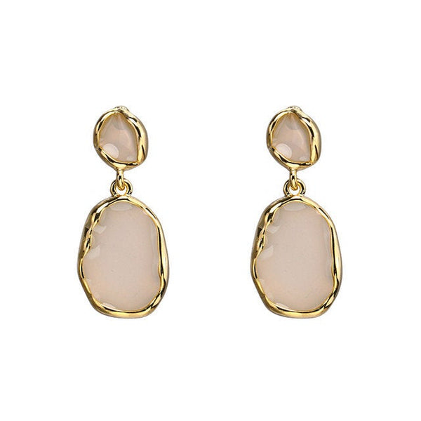 Gold Wrapped Acrylic Teardrop Dangle Earrings