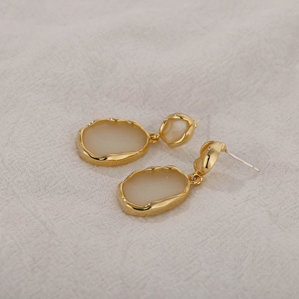 Gold Wrapped Acrylic Teardrop Dangle Earrings
