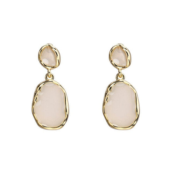 Gold Wrapped Acrylic Teardrop Dangle Earrings