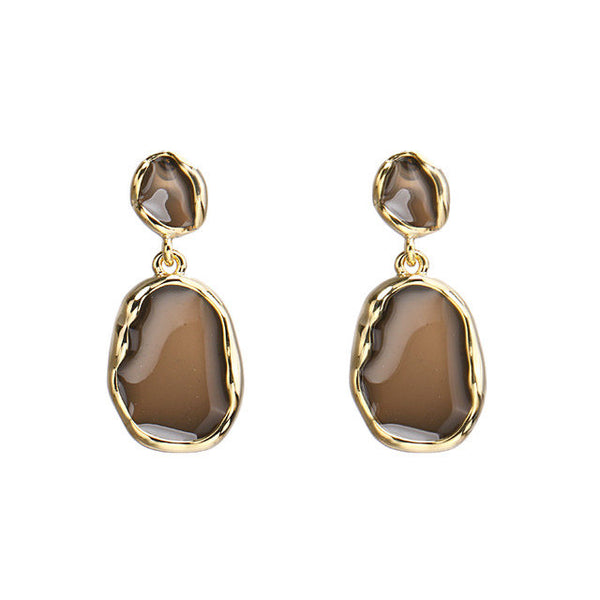 Gold Wrapped Acrylic Teardrop Dangle Earrings