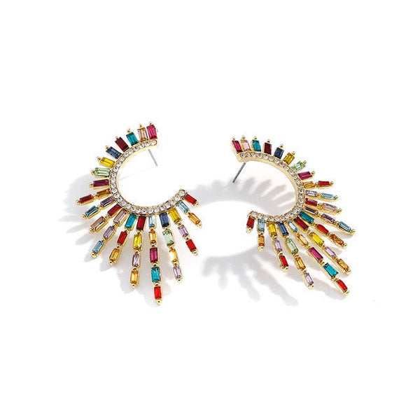 Exaggerated Crystal Spiked Earrings