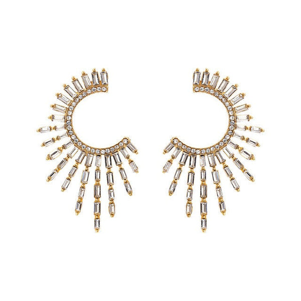 Exaggerated Crystal Spiked Earrings
