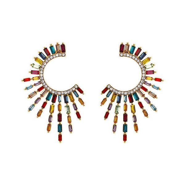 Exaggerated Crystal Spiked Earrings