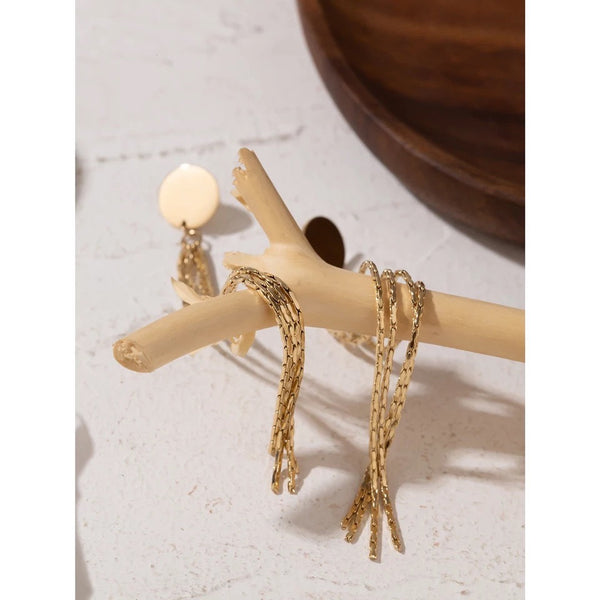 Disc Tassel Long Dangle Drop Earrings