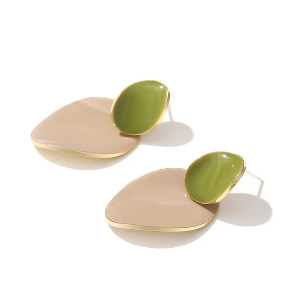 Irregular Colorful Double Disc Earrings