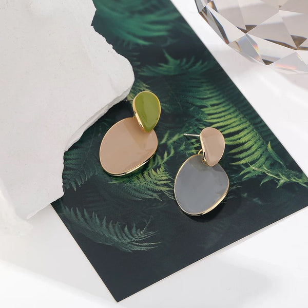 Irregular Colorful Double Disc Earrings