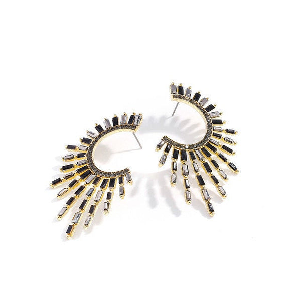 Exaggerated Crystal Spiked Earrings