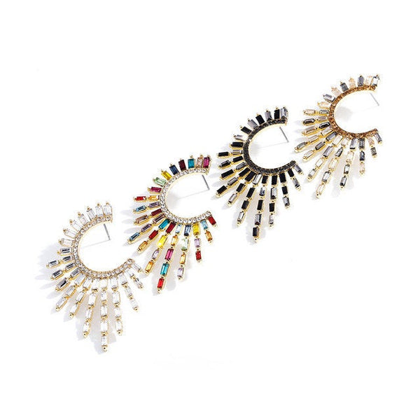 Exaggerated Crystal Spiked Earrings