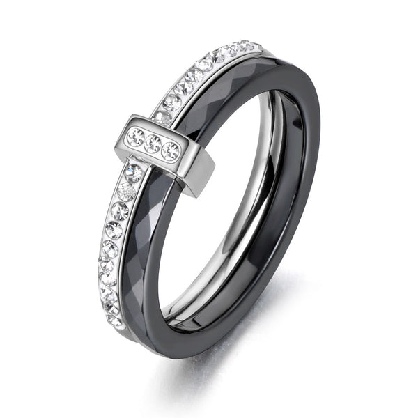 Layered Crystal Bar Band Ring