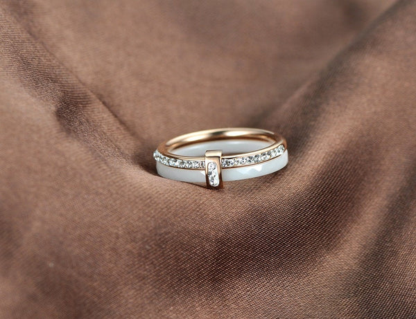 Layered Crystal Bar Band Ring