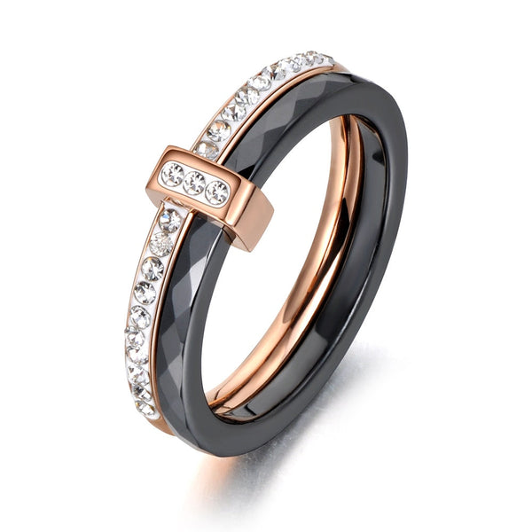 Layered Crystal Bar Band Ring