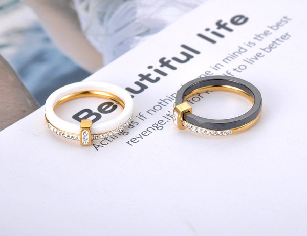 Layered Crystal Bar Band Ring