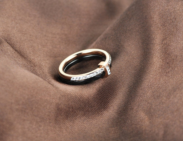 Layered Crystal Bar Band Ring