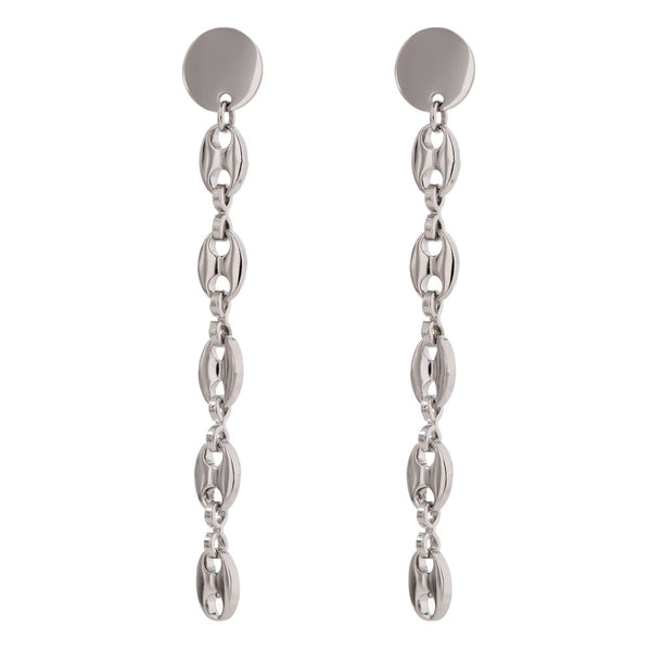 Disc Dangle Mariner Link Chain Earrings