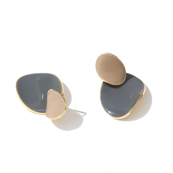 Irregular Colorful Double Disc Earrings