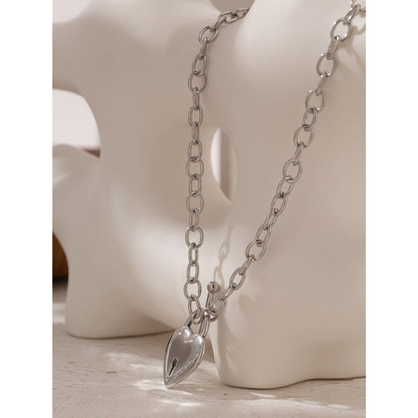 Love Lock Toggle Clasp Heart Pendant Necklace