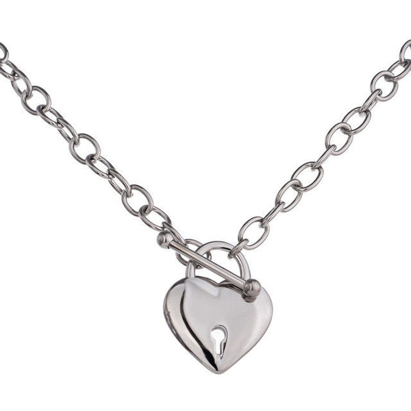 Love Lock Toggle Clasp Heart Pendant Necklace