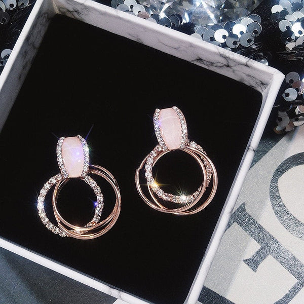 Crystal Pink Hoop Earrings