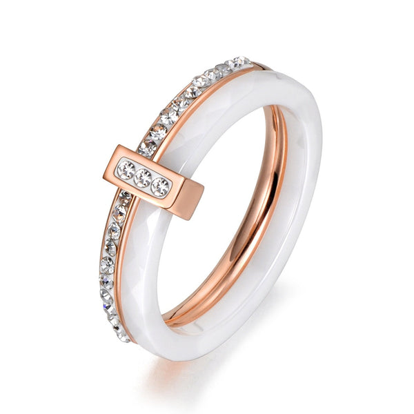 Layered Crystal Bar Band Ring